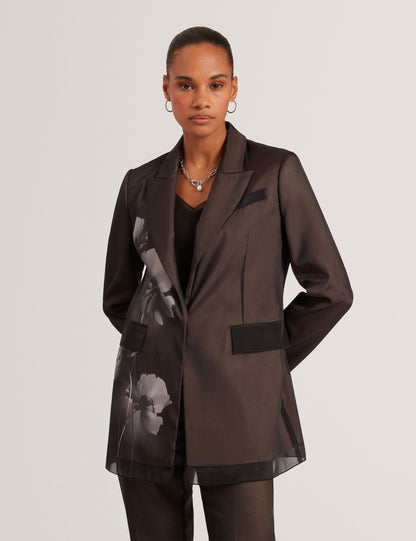 Ted Baker Nubiaa Floral Graphic Organza Overlay Blazer Women's