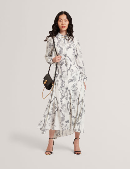 Ted Baker White Nottingham Lace Print Midi Shirt Dress Women's