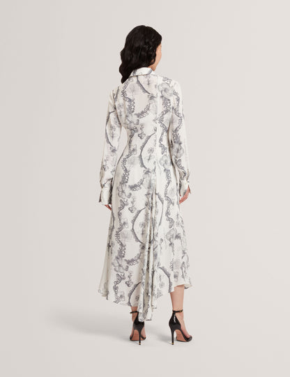 Ted Baker White Nottingham Lace Print Midi Shirt Dress Women's