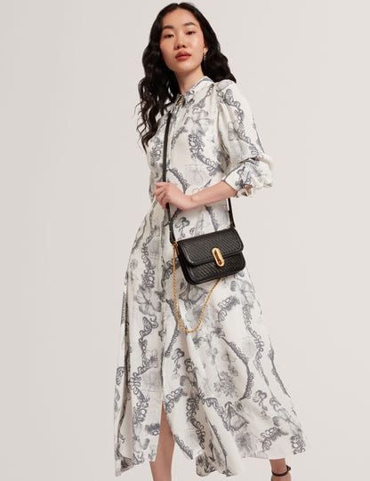 Ted Baker White Nottingham Lace Print Midi Shirt Dress Women's