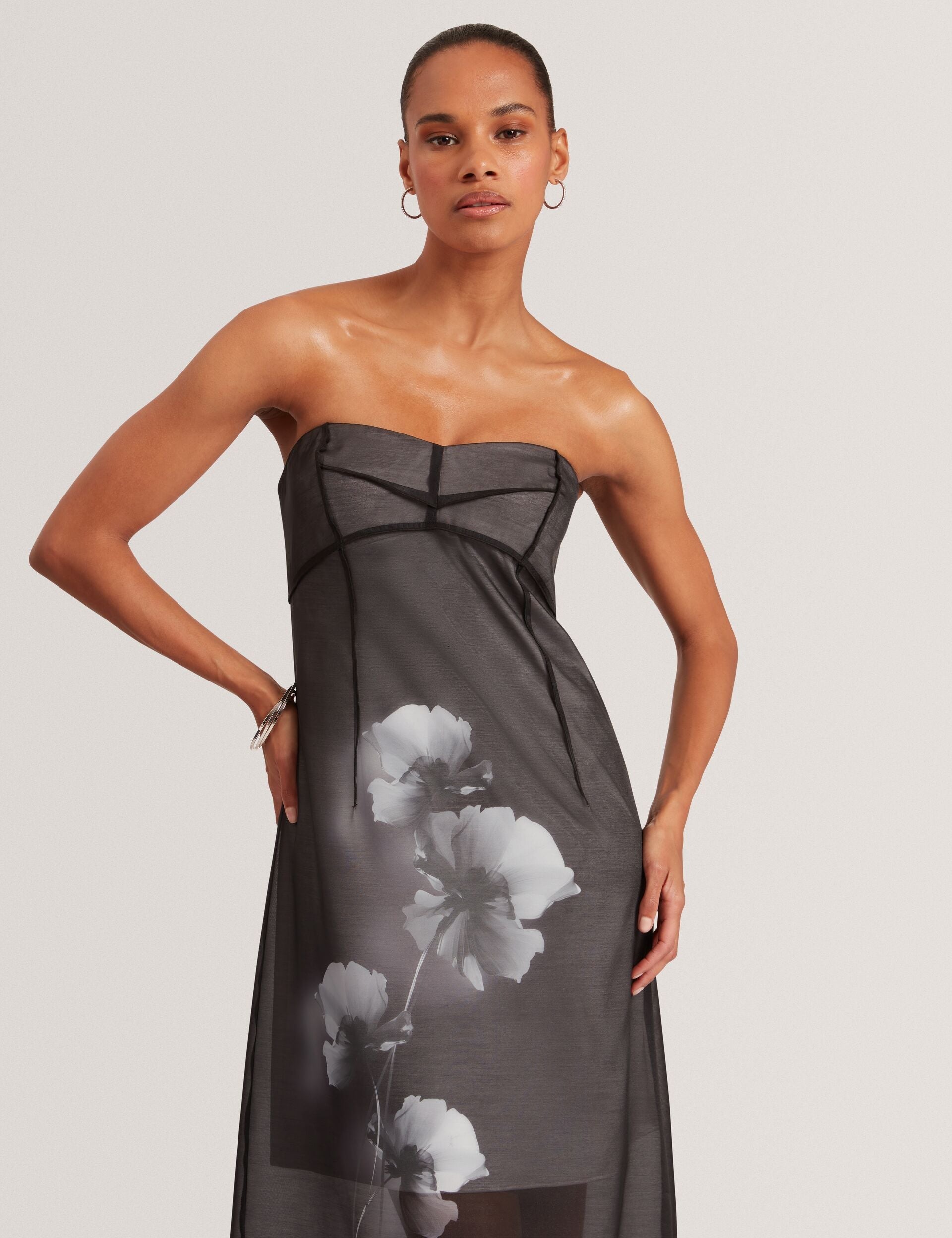 open lace back dress Ted Baker Florza Floral Graphic Sleeveless Organza Midi Dress Women's –  Kicks Machine main image 1