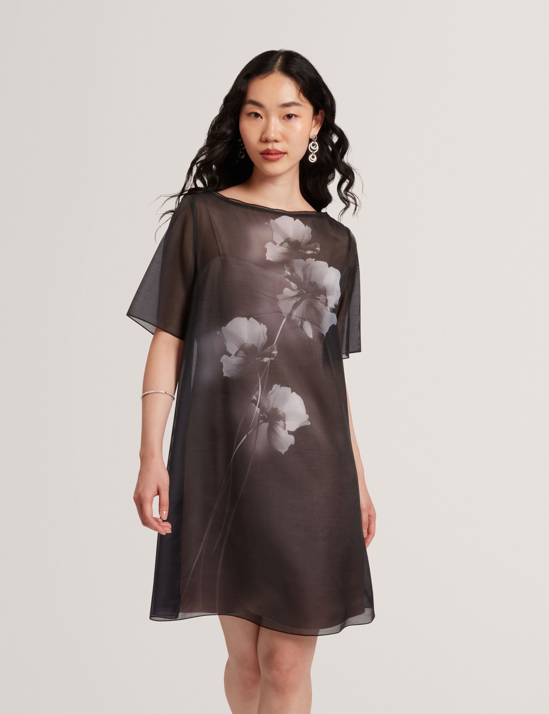 Ted Baker Fallyn Floral Graphic Organza Mini Tshirt Dress Women's