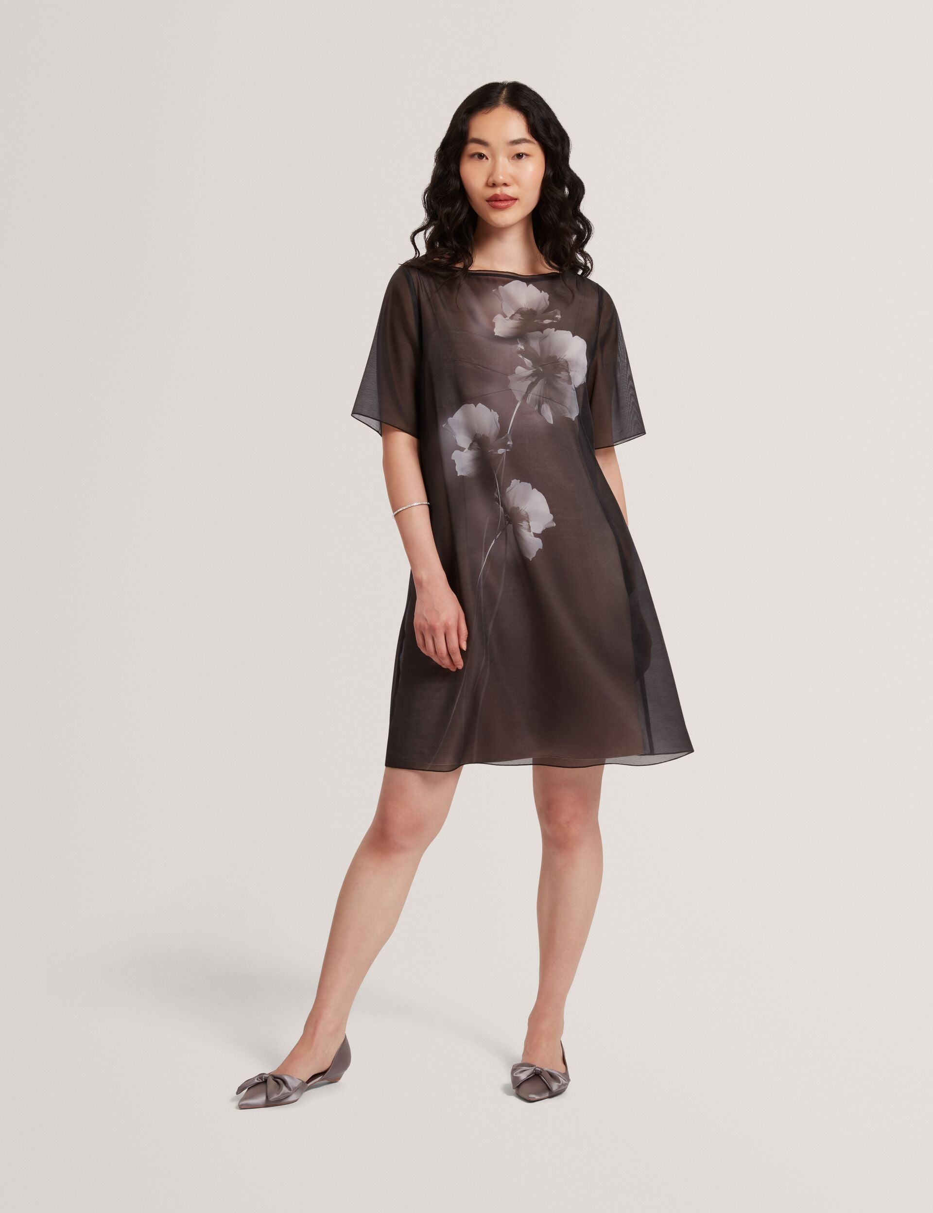 Ted Baker Fallyn Floral Graphic Organza Mini Tshirt Dress Women's
