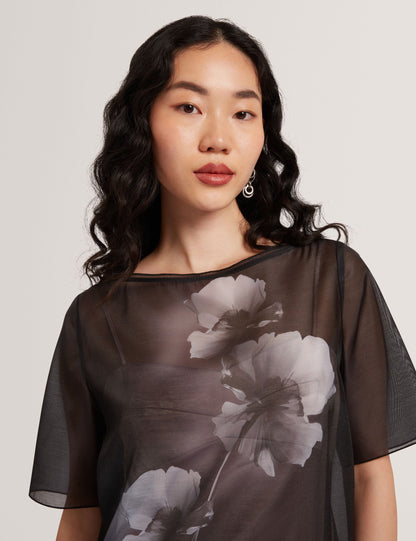 Ted Baker Fallyn Floral Graphic Organza Mini Tshirt Dress Women's