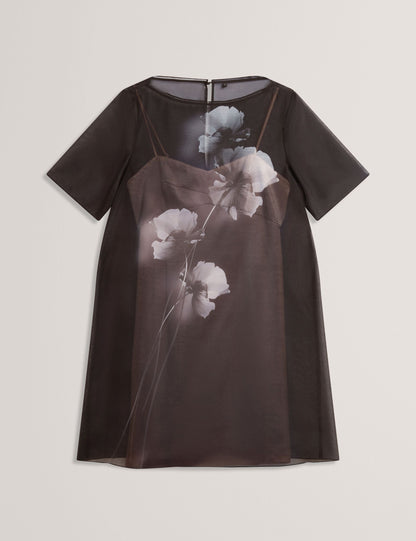Ted Baker Fallyn Floral Graphic Organza Mini Tshirt Dress Women's