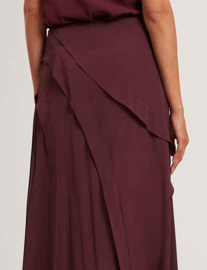 Ted Baker Oxblood Frill Trim Split Front Crepe Maxi Skirt Women's