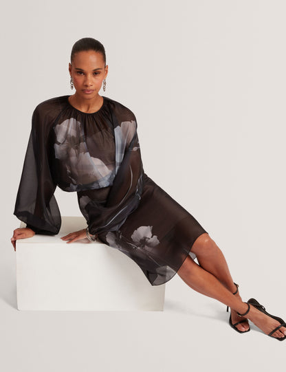 Ted Baker Vieva Floral Graphic Organza Knee Length Skirt Women's