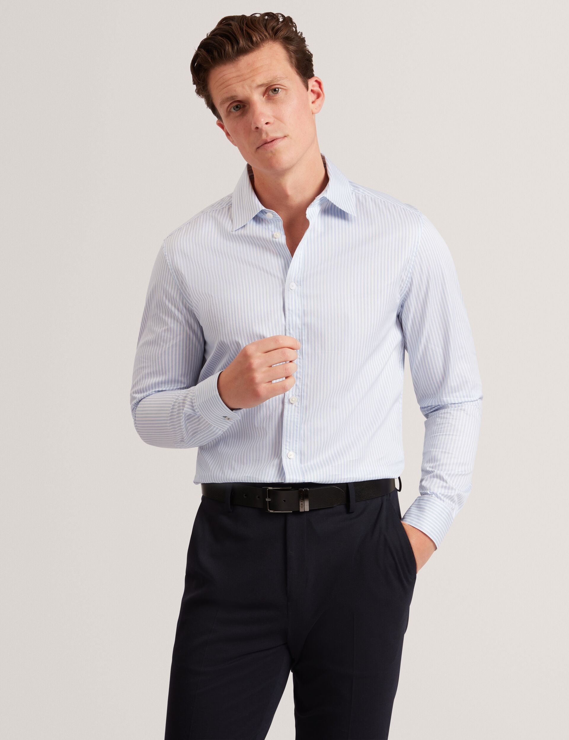 Ted Baker Sohoe Striped Cotton Long Sleeve Shirt