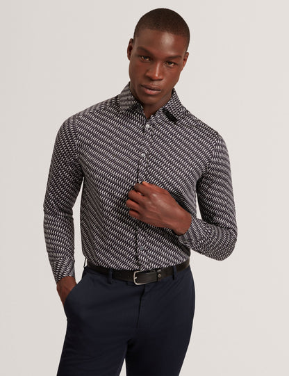 Ted Baker Kristov Dash Print Cotton Long Sleeve Shirt