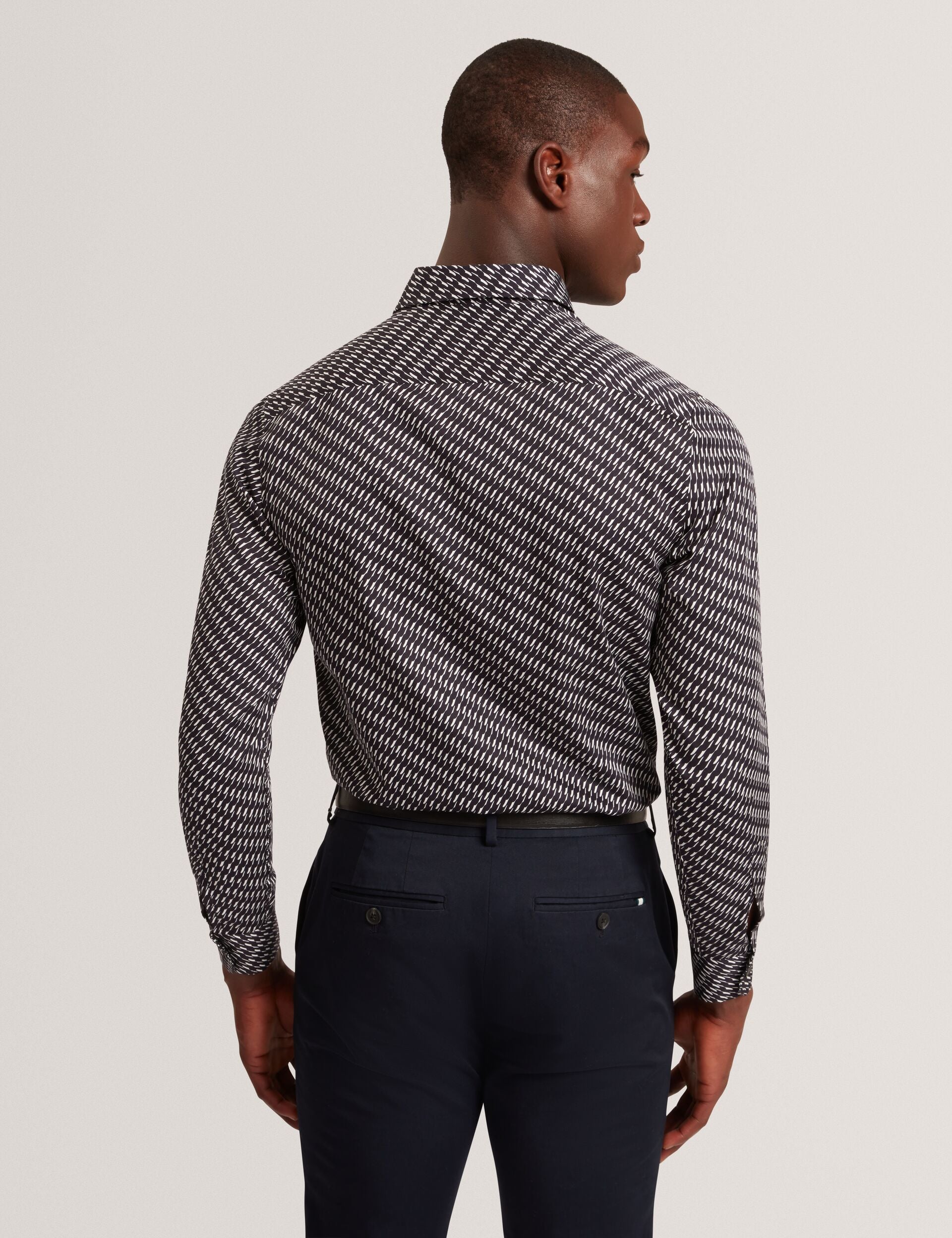 Ted Baker Kristov Dash Print Cotton Long Sleeve Shirt