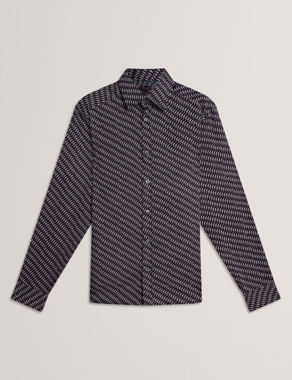 Ted Baker Kristov Dash Print Cotton Long Sleeve Shirt