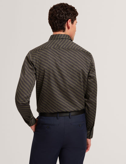 Ted Baker Kristov Dash Print Cotton Long Sleeve Shirt