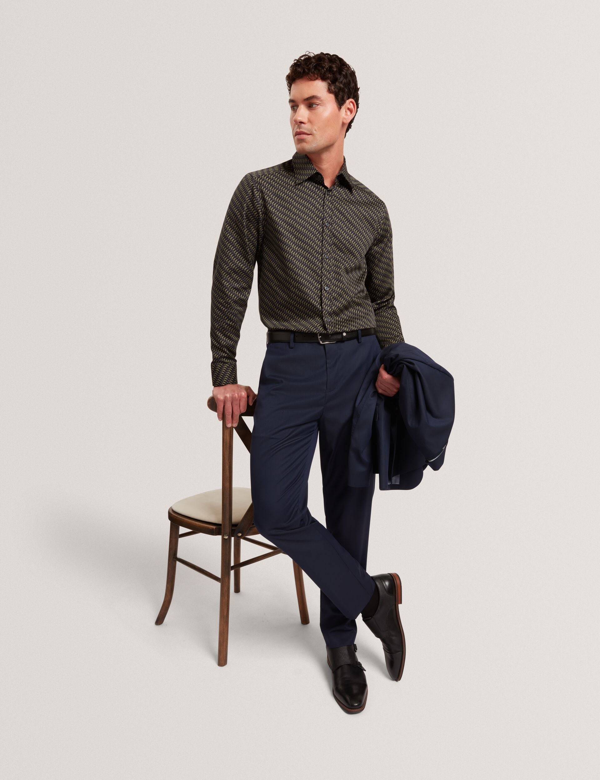 Ted Baker Kristov Dash Print Cotton Long Sleeve Shirt