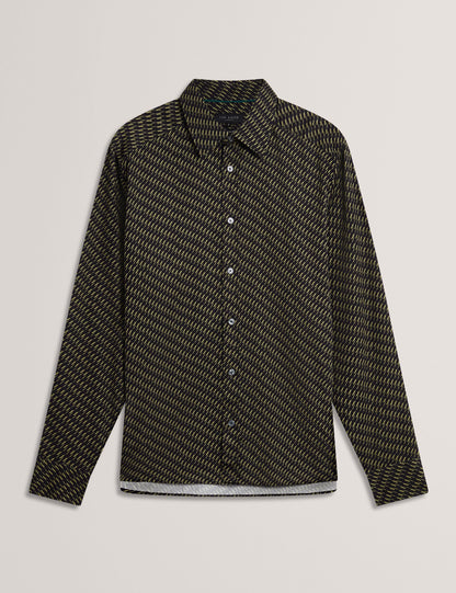 Ted Baker Kristov Dash Print Cotton Long Sleeve Shirt