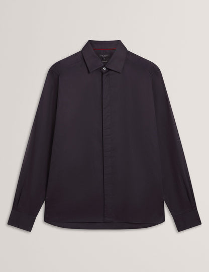Ted Baker Tibor Covered Placket Long Sleeve Cotton Shirt