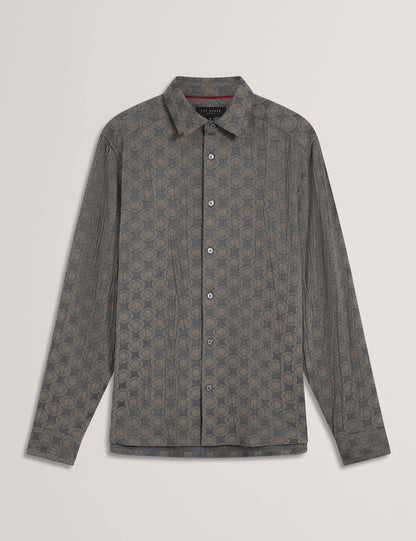 Ted Baker Farax Geometric Crinkled Texture Shirt