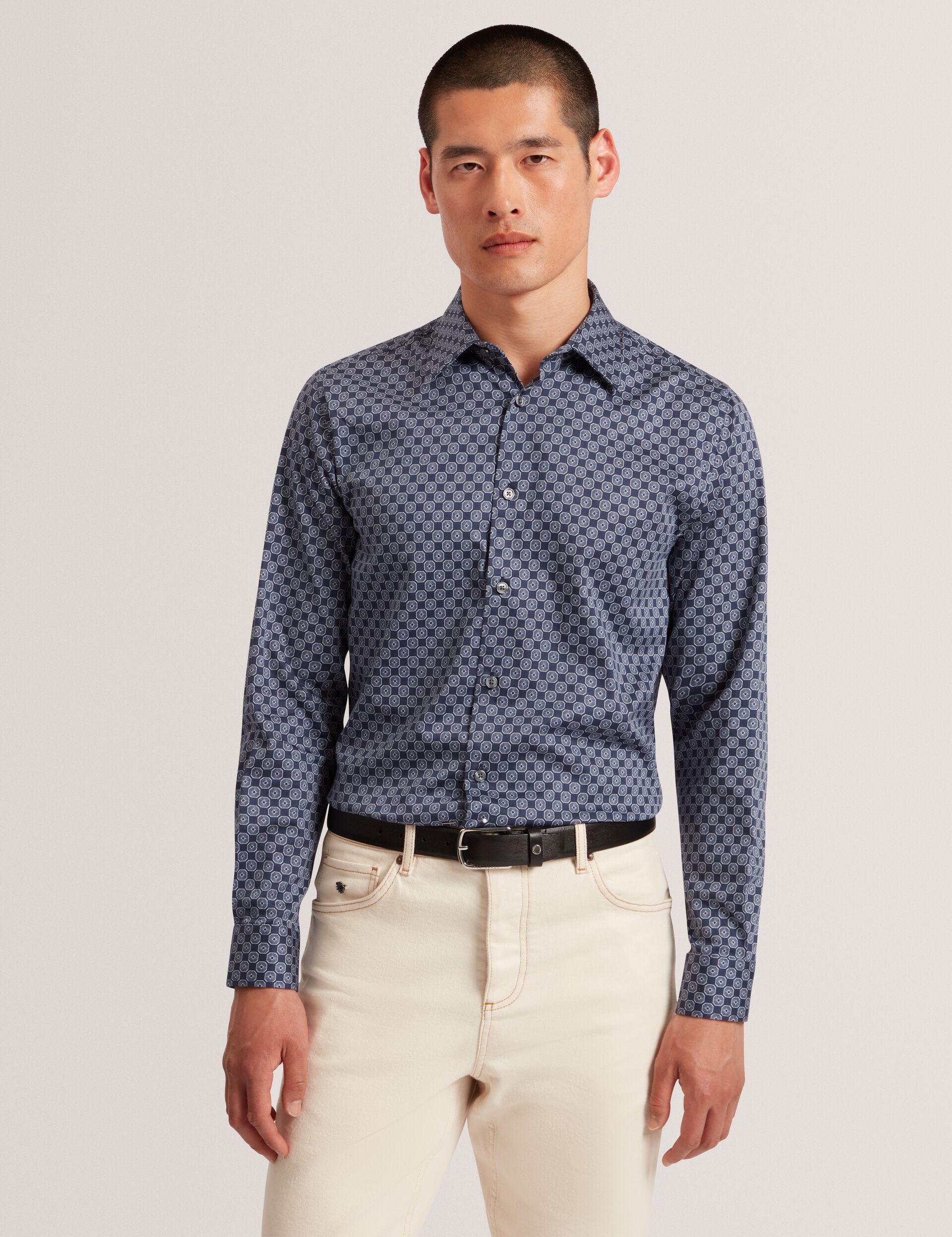 Ted Baker Sef Slim Fit Geometric Circle Print Shirt