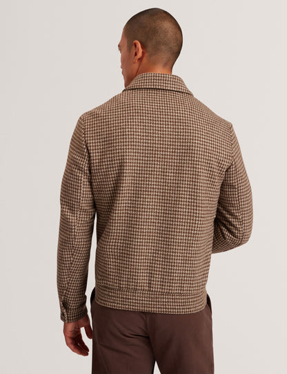 Ted Baker Baglan Dogtooth Check Wool Harrington Jacket