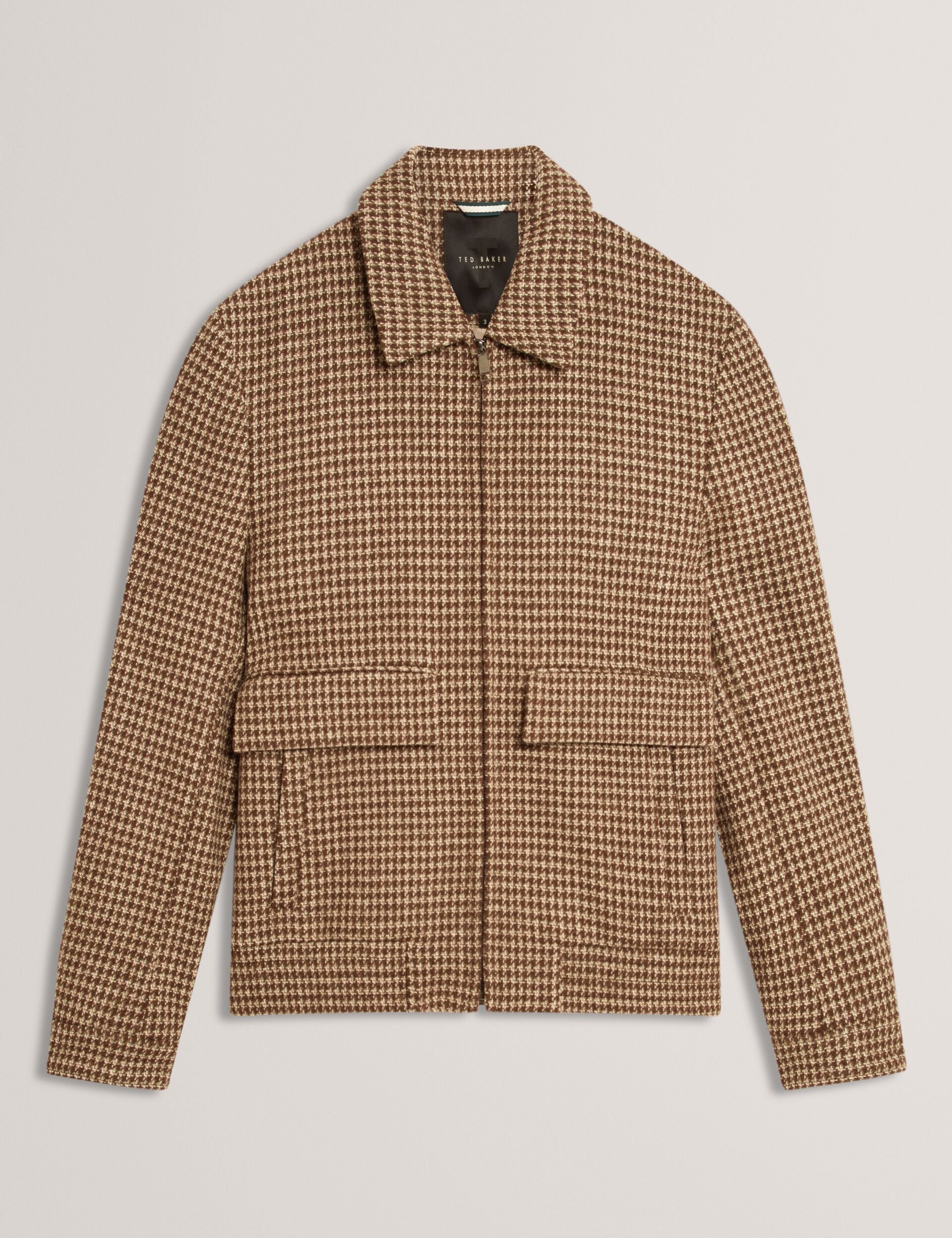 Ted Baker Baglan Dogtooth Check Wool Harrington Jacket