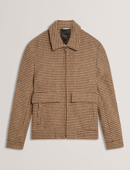 Ted Baker Baglan Dogtooth Check Wool Harrington Jacket
