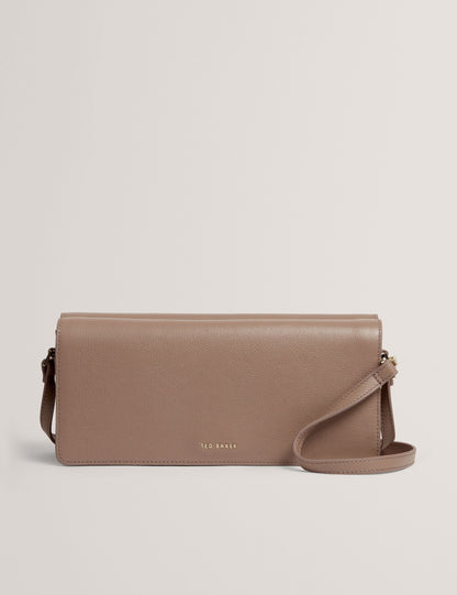 Ted Baker Twyyla Leather Foldover Baguette Shoulder Bag In Taupe Women's