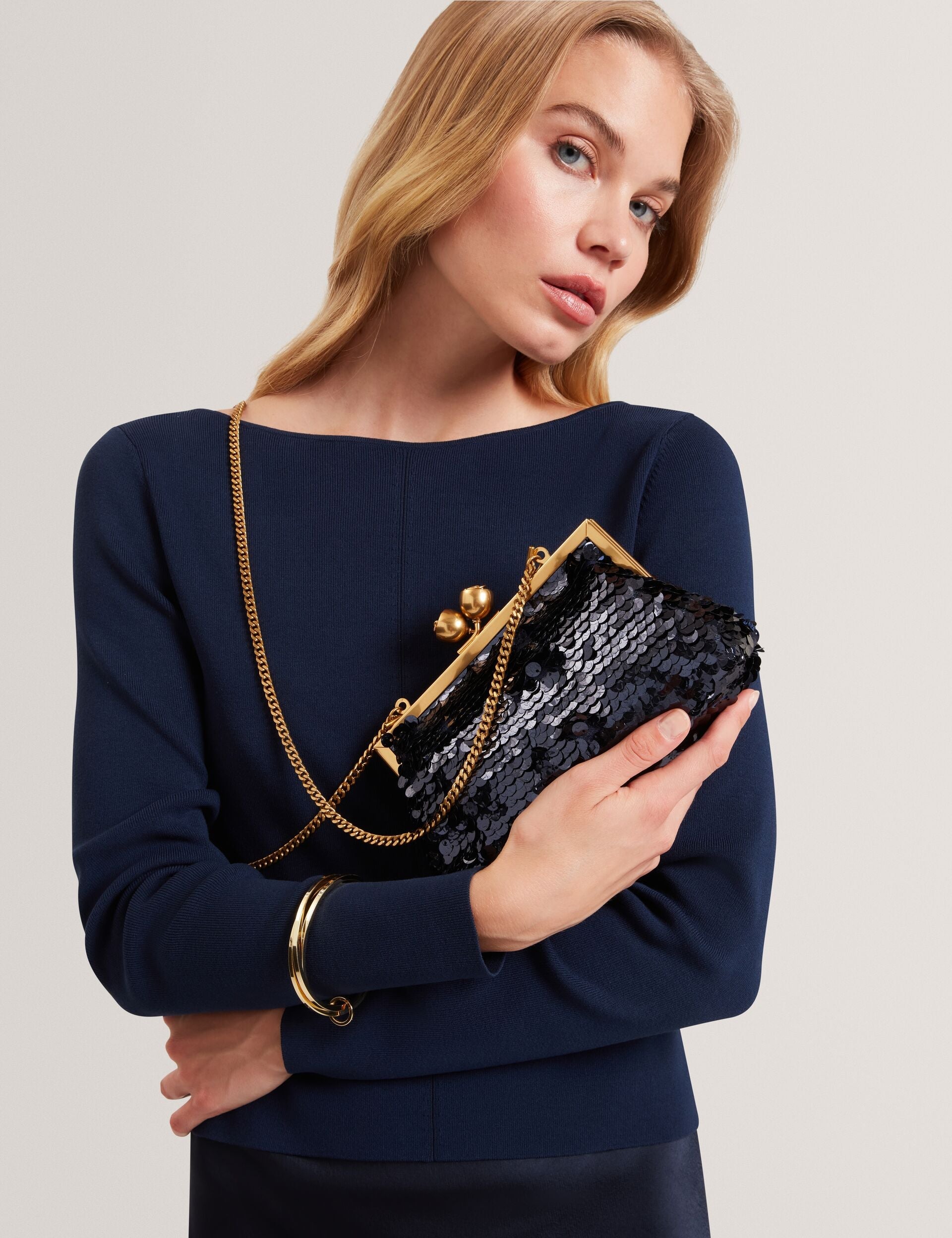 Ted Baker Sequinz Sequin Rose Clasp Clutch Bag Women's