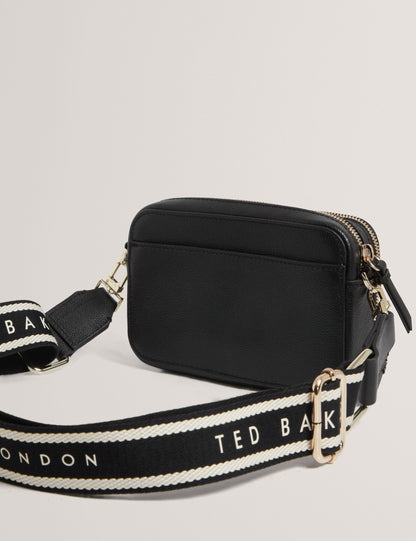 Ted Baker Linzie Small Leather Webbing Crossbody Camera Bag In Black Women's
