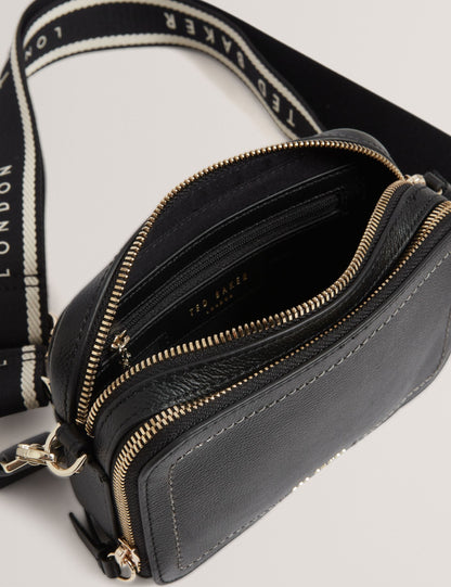 Ted Baker Linzie Small Leather Webbing Crossbody Camera Bag In Black Women's