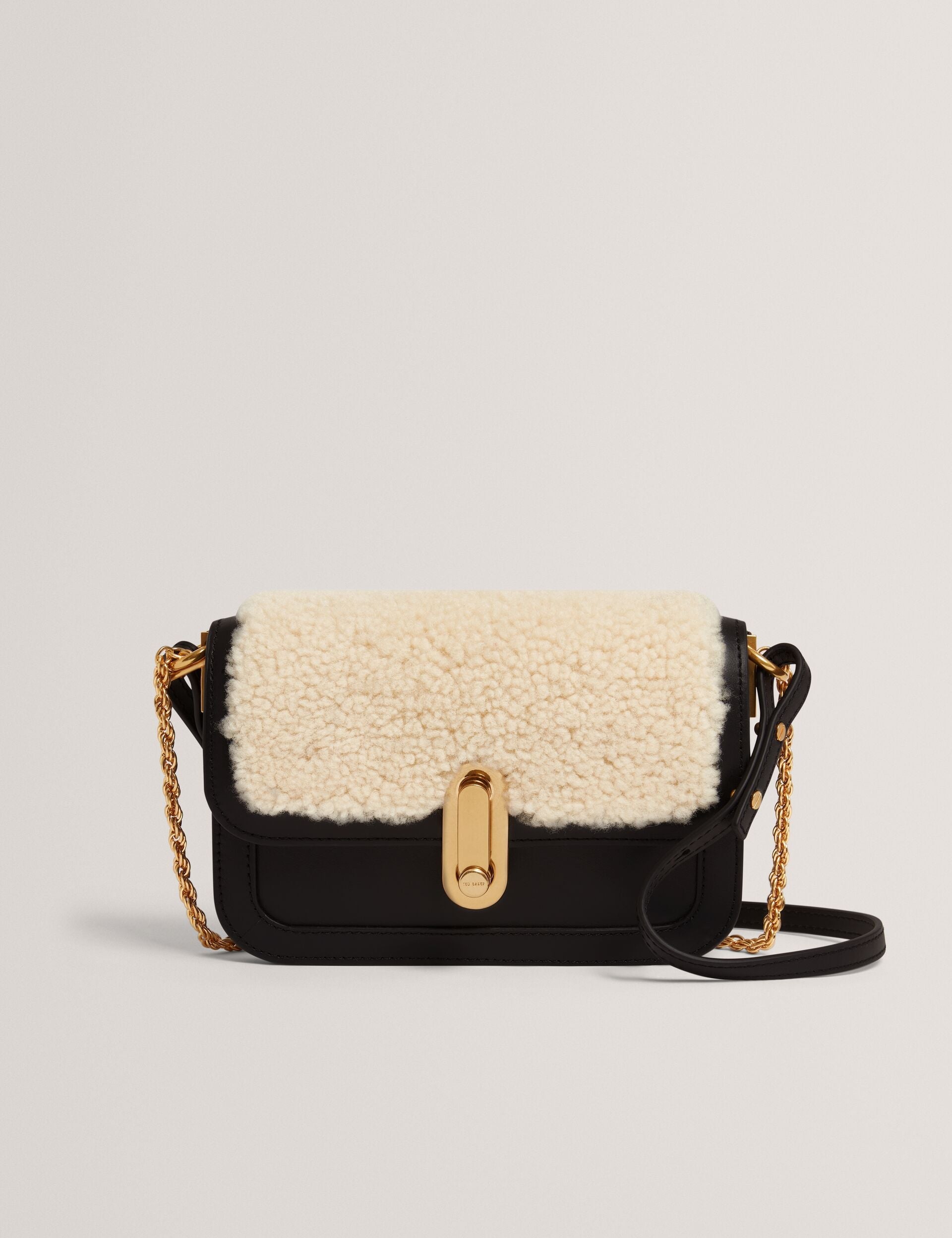 Ted Baker Sherlin Shearling Leather Twist Lock Crossbody Bag Women's