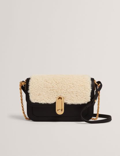 Ted Baker Sherlin Shearling Leather Twist Lock Crossbody Bag Women's