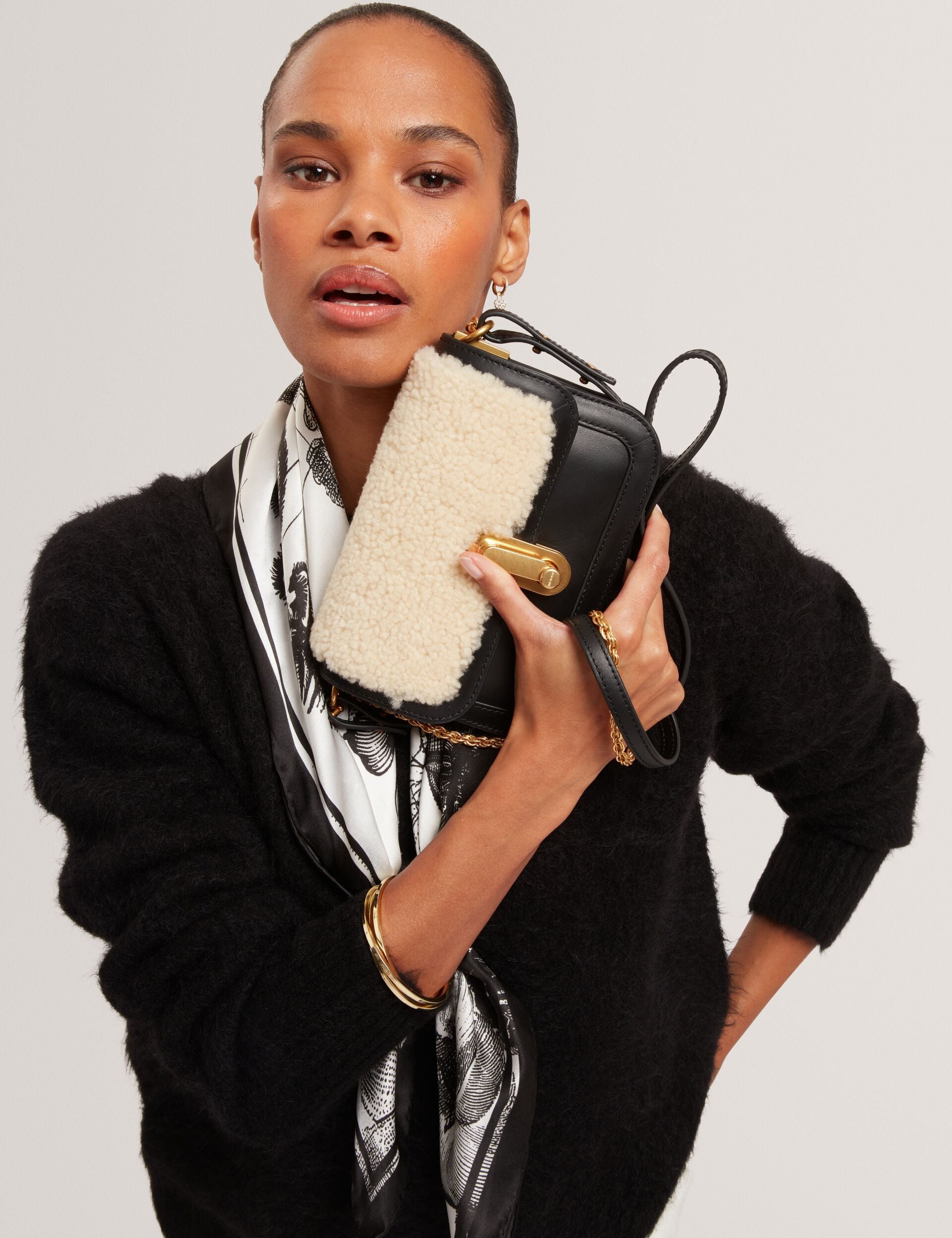 Ted Baker Sherlin Shearling Leather Twist Lock Crossbody Bag Women's