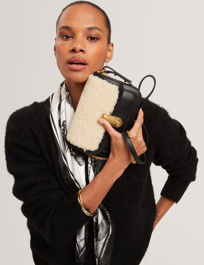 Ted Baker Sherlin Shearling Leather Twist Lock Crossbody Bag Women's