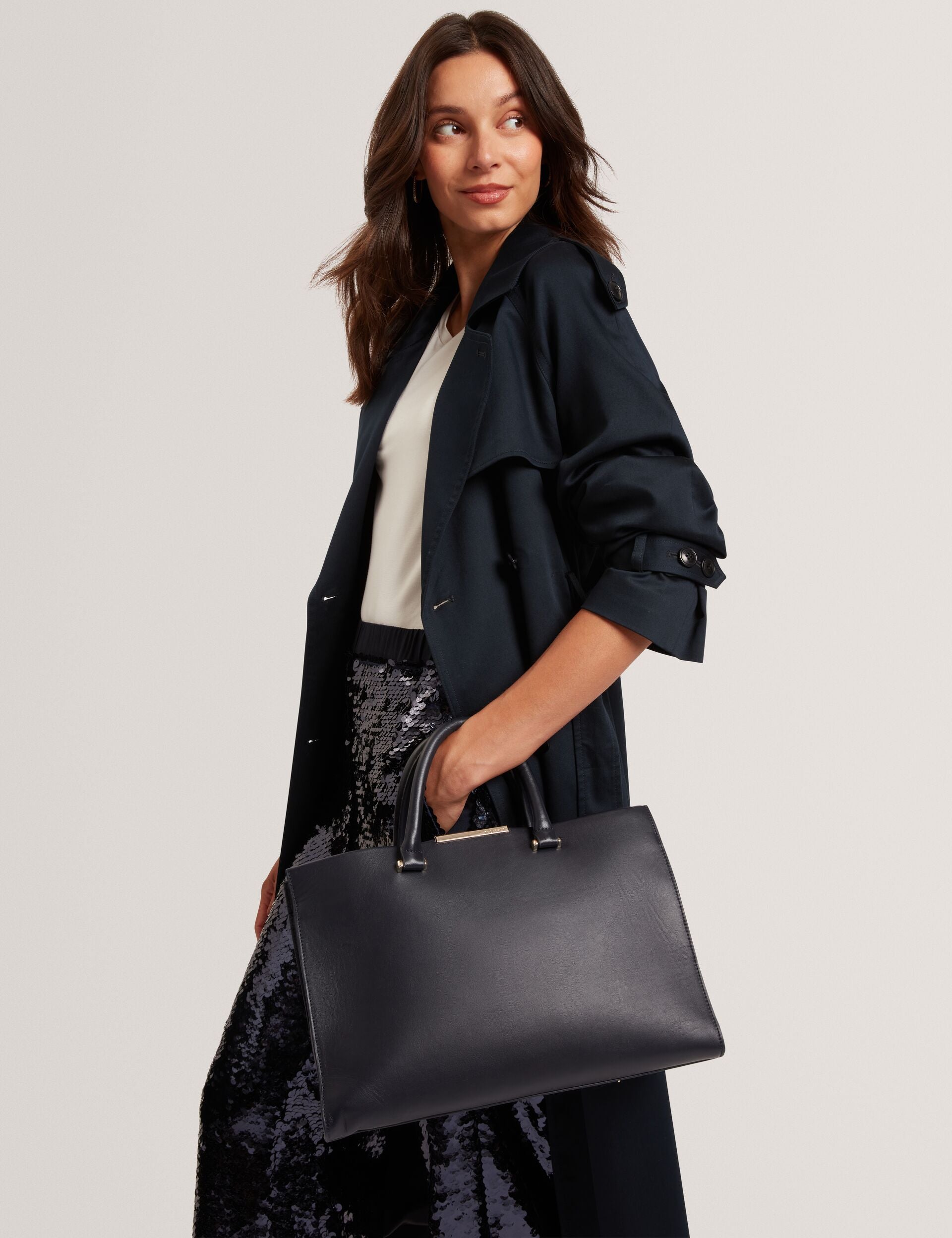 Ted Baker Renaae Structured Leather Wide Tote Bag Women's