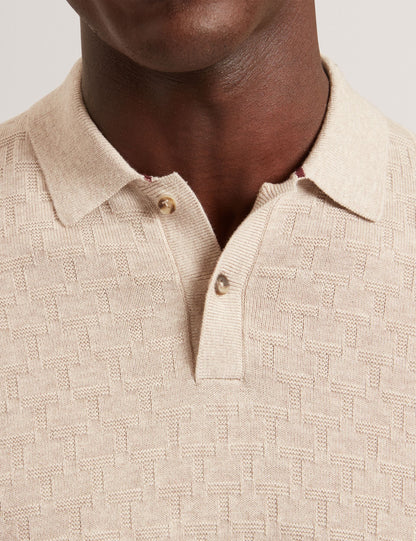 Ted Baker Gaten Branded Texture Long Sleeve Polo