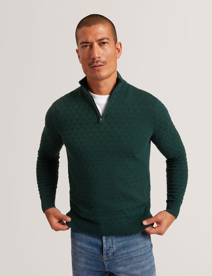 Ted Baker Jeremee Branded Texture Zip Neck Jumper