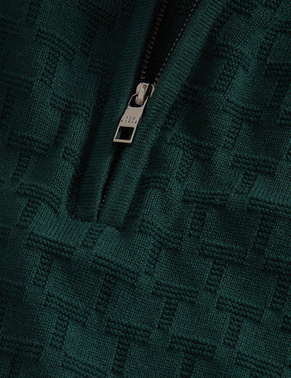 Ted Baker Jeremee Branded Texture Zip Neck Jumper