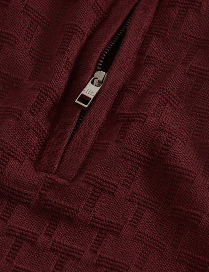Ted Baker Jeremee Branded Texture Zip Neck Jumper