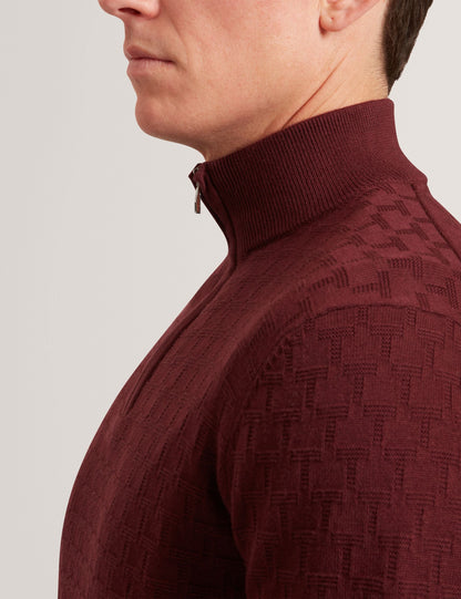 Ted Baker Jeremee Branded Texture Zip Neck Jumper