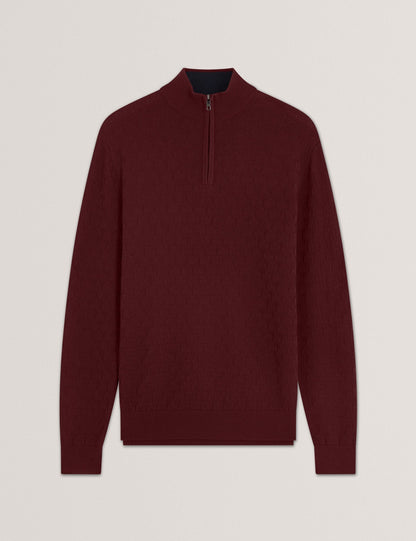 Ted Baker Jeremee Branded Texture Zip Neck Jumper