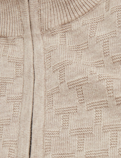 Ted Baker Jeremee Branded Texture Zip Neck Jumper