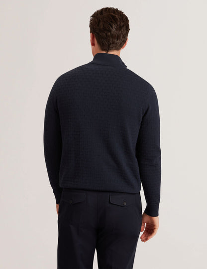 Ted Baker Jeremee Branded Texture Zip Neck Jumper