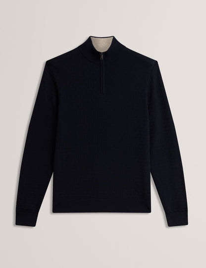 Ted Baker Jeremee Branded Texture Zip Neck Jumper