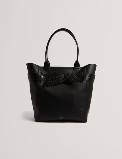 Ted Baker Jjoslyn Croc Bow Trim Faux Leather Tote Bag In Black Women's