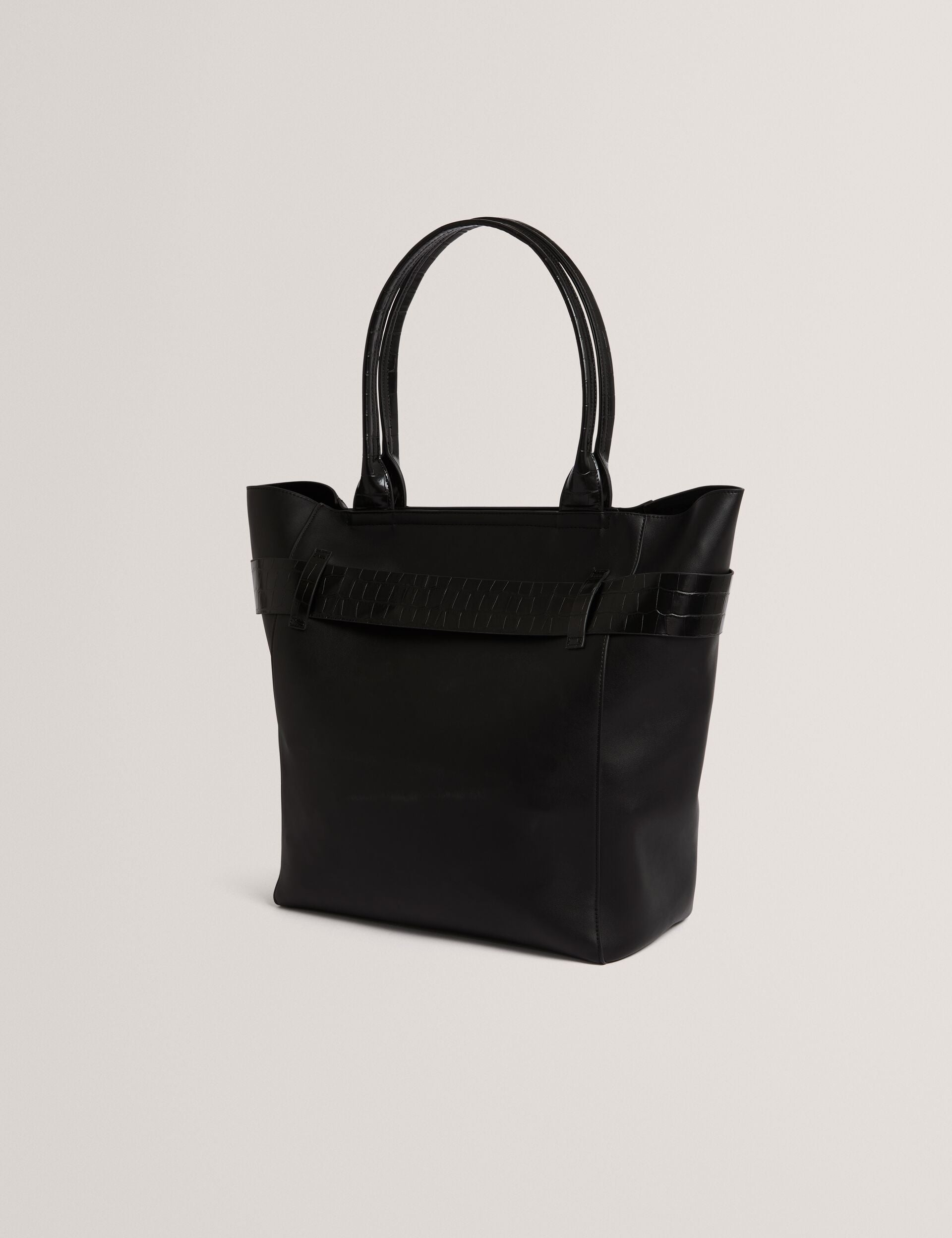 Ted Baker Jjoslyn Croc Bow Trim Faux Leather Tote Bag In Black Women's