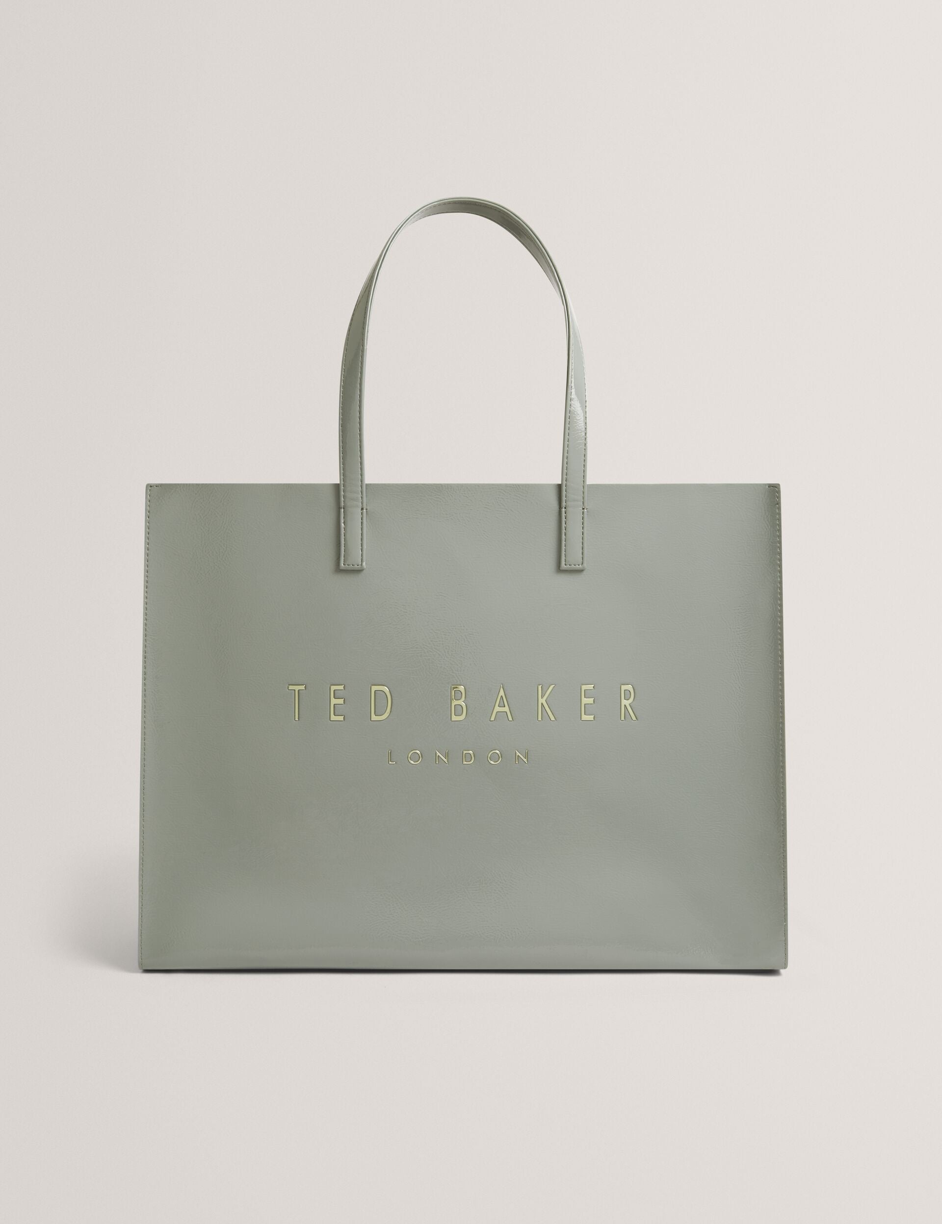 Ted Baker Crikon Crinkled Pu Wide Icon Tote Bag In Grey Women's