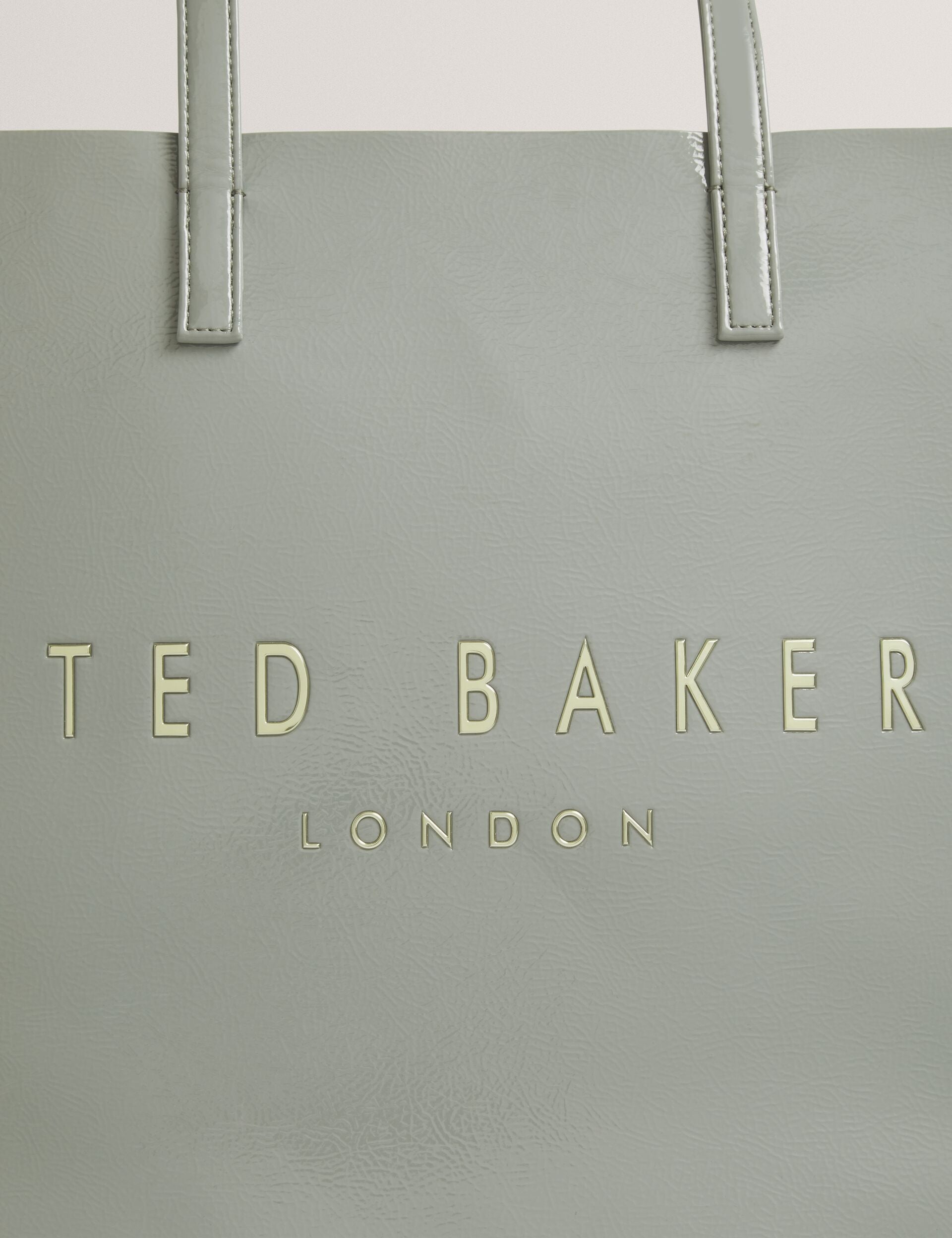 Ted Baker Crikon Crinkled Pu Wide Icon Tote Bag In Grey Women's