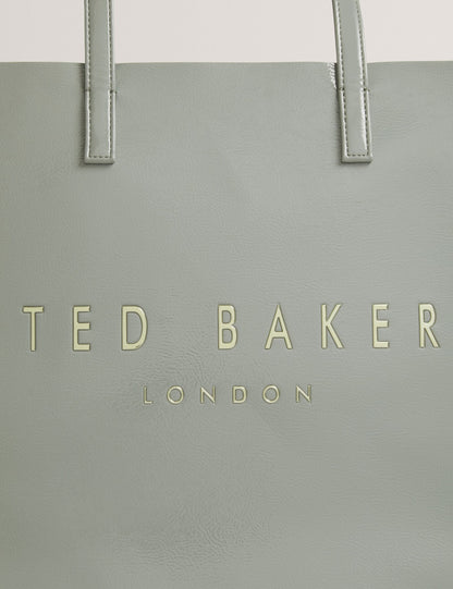 Ted Baker Crikon Crinkled Pu Wide Icon Tote Bag In Grey Women's