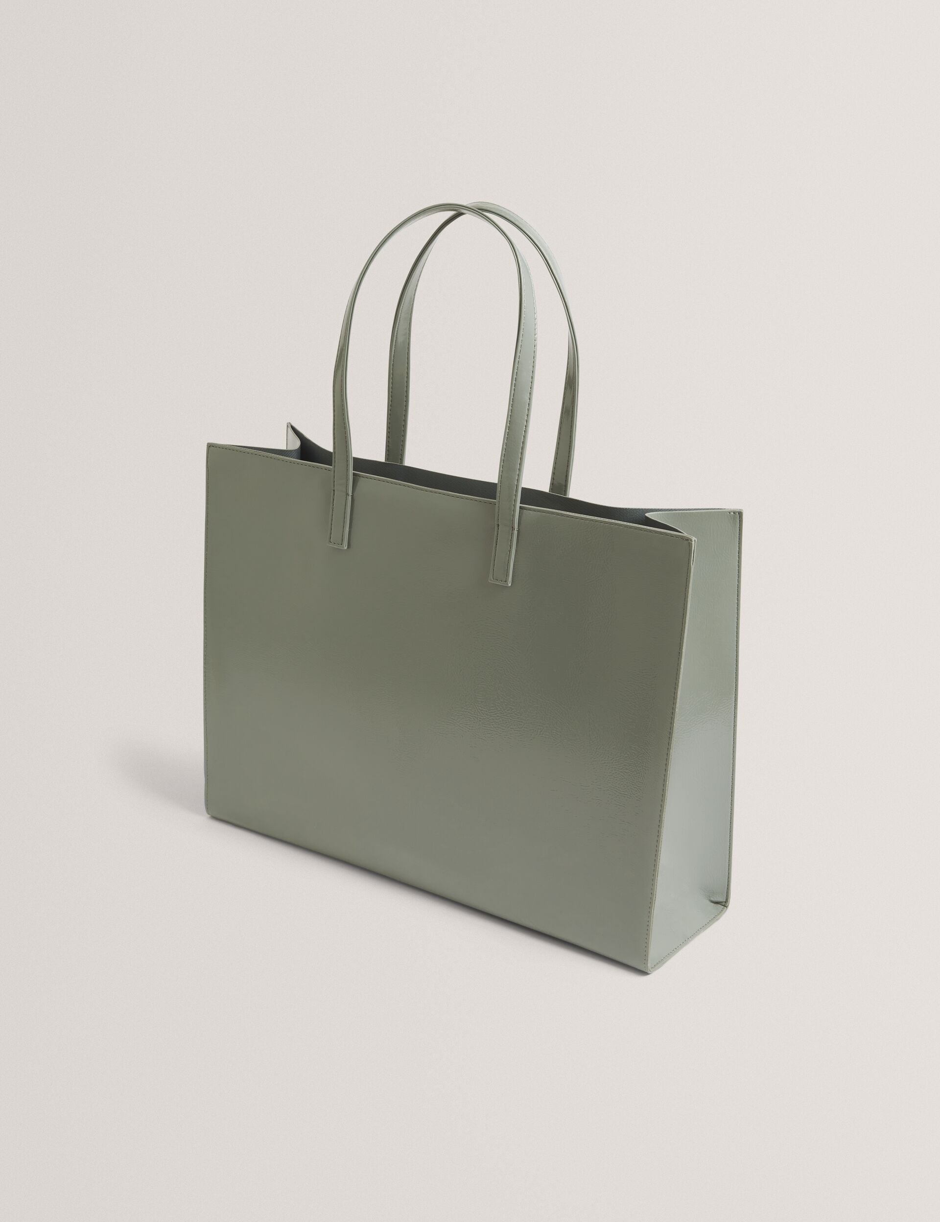 Ted Baker Crikon Crinkled Pu Wide Icon Tote Bag In Grey Women's