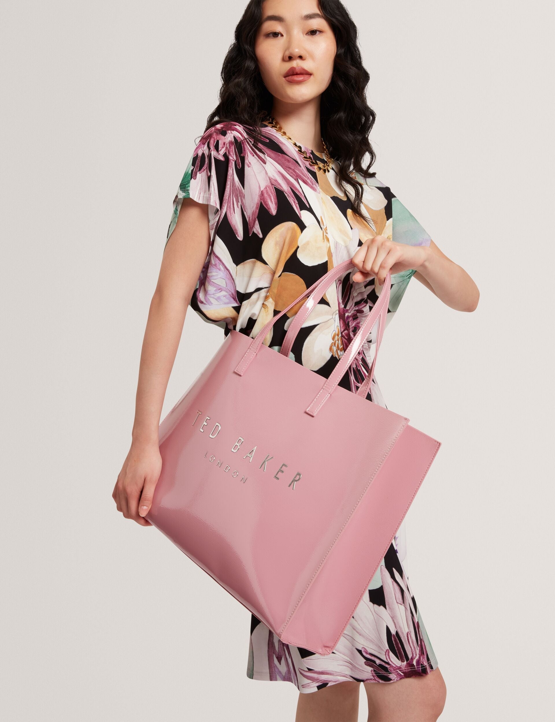 Ted Baker Crikon Crinkled Pu Wide Icon Tote Bag In Pink Women's