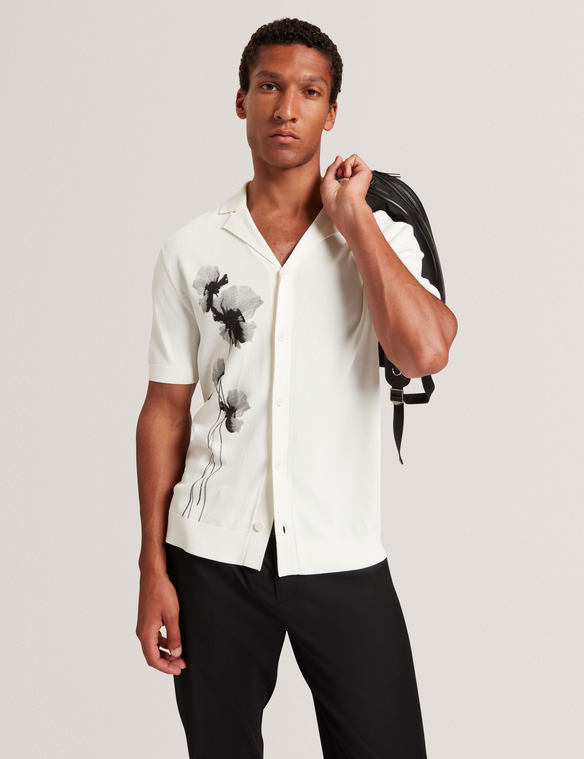 Ted Baker Daffid Floral Graphic Knit Open Neck Shirt